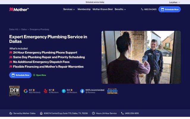 Page cited for Mother Modern Plumbing (Dallas)