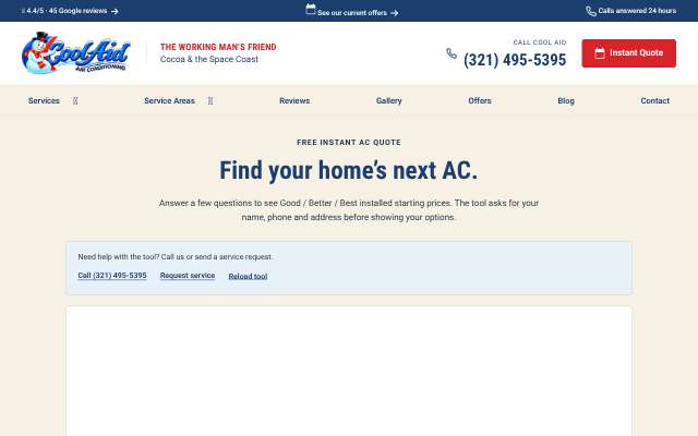 Cool Aid Air Conditioning's page as the assistant saw it
