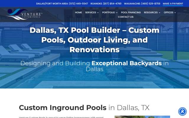 Page cited for Venture Custom Pools
