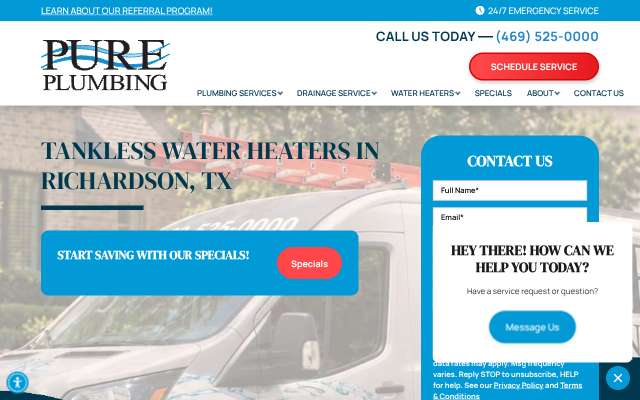 Pure Plumbing & Air's page as the assistant saw it