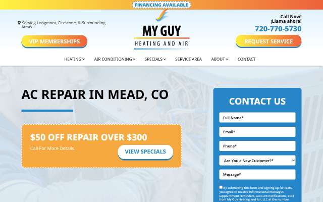 My Guy Heating and Air's page as the assistant saw it