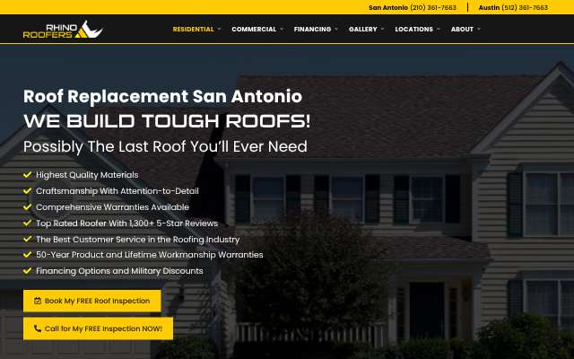 Rhino Roofers's page as the assistant saw it
