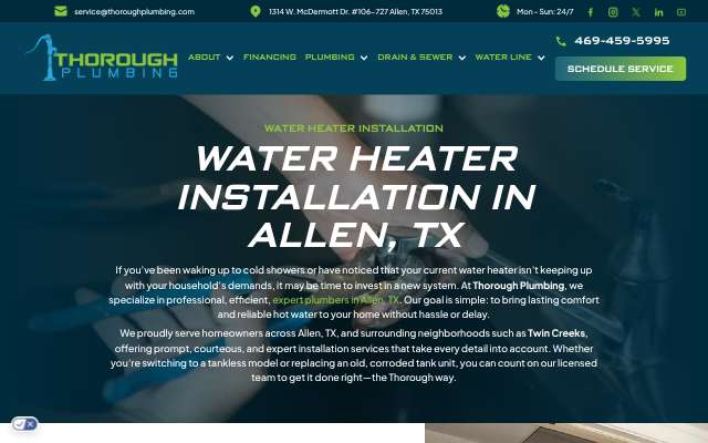 Thorough Plumbing's page as the assistant saw it