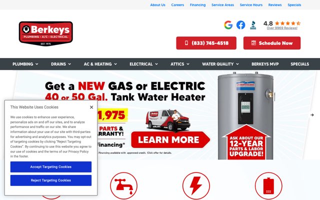Berkeys Plumbing, Air Conditioning & Electrical's page as the assistant saw it