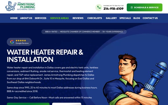 Page cited for James Armstrong Plumbing