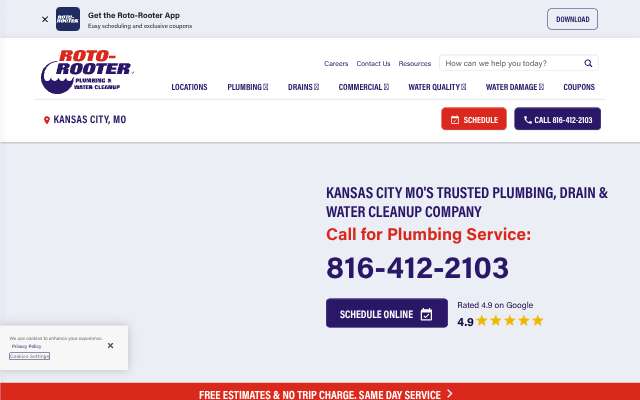 Page cited for Roto-Rooter Plumbing & Water Cleanup, Kansas City