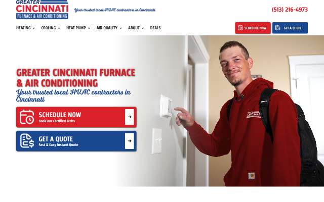 Greater Cincy HVAC's page as the assistant saw it