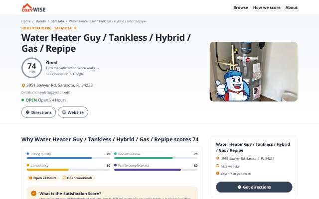 Water Heater Guy's page as the assistant saw it