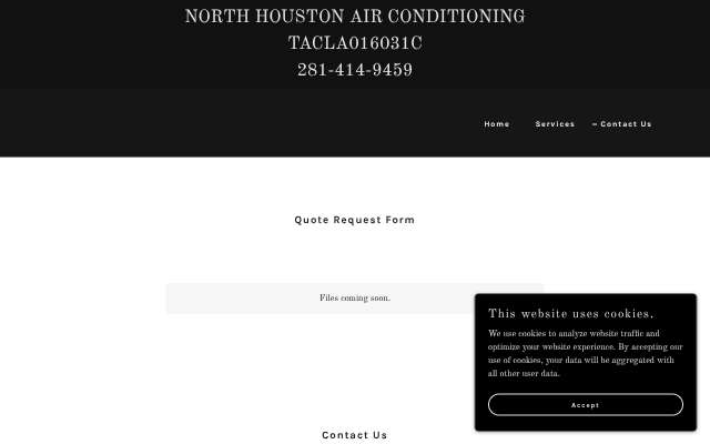 North Houston Air Conditioning's page as the assistant saw it