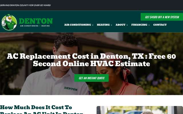 Denton Air Conditioning & Heat's page as the assistant saw it