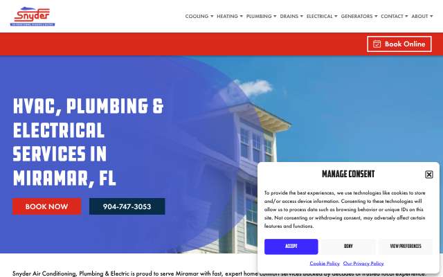 Snyder Air Conditioning, Plumbing & Electric's page as the assistant saw it