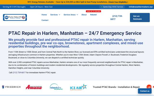 Weather Makers NYC's page as the assistant saw it