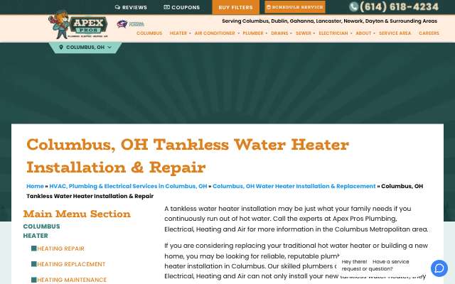 Page cited for Apex Pros Plumbing, Electrical, Heating and Air