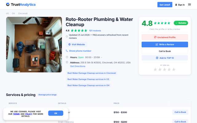 Page cited for Roto-Rooter Plumbing & Water Cleanup
