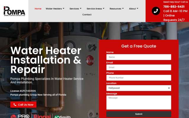 Pompa Plumbing Group's page as the assistant saw it