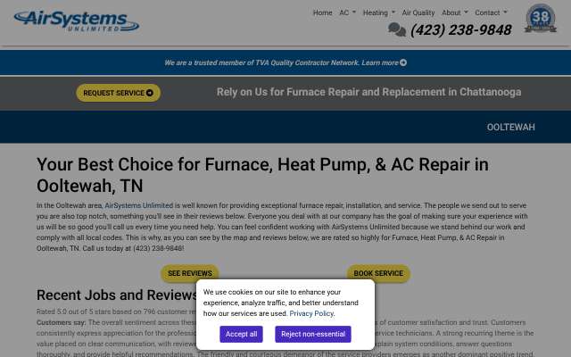 Air Systems Unlimited's page as the assistant saw it