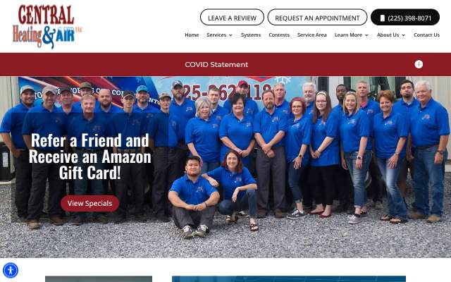 Central Heating & Air, LLC's page as the assistant saw it