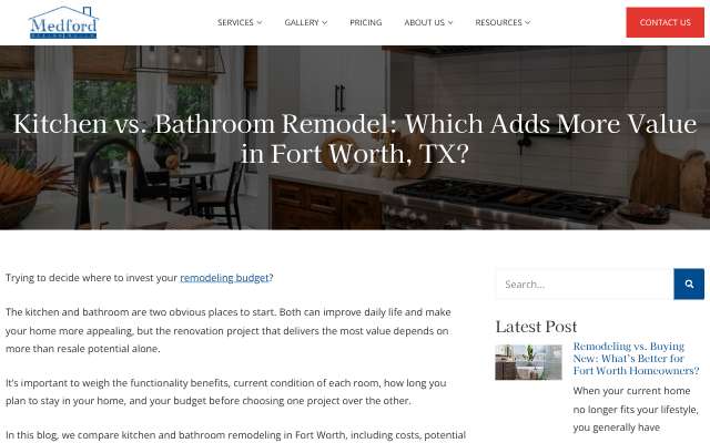 Medford Design-Build's page as the assistant saw it