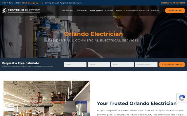 Spectrum Electric's page as the assistant saw it
