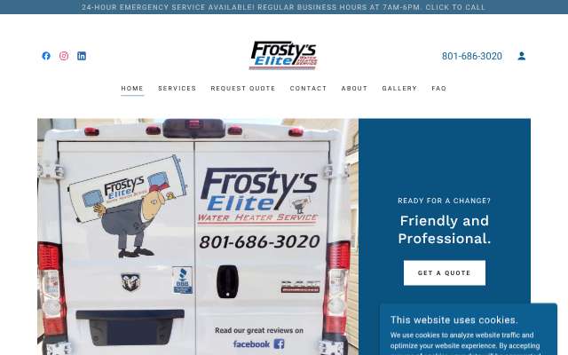 Frosty's Elite Water Heater Service LLC's page as the assistant saw it