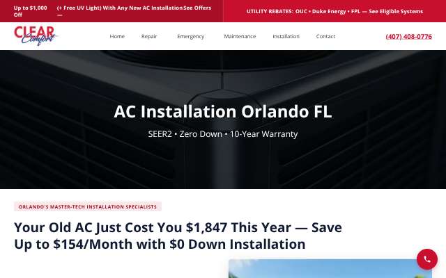 Clear Comfort (Orlando)'s page as the assistant saw it