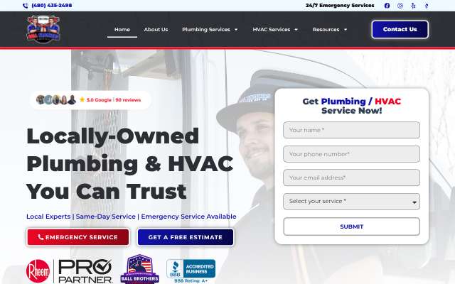Ball Brothers Plumbing & AC's page as the assistant saw it