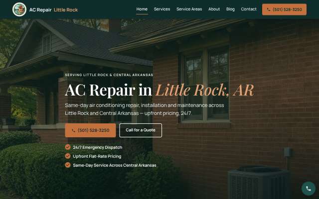 AC Repair in Little Rock, AR's page as the assistant saw it