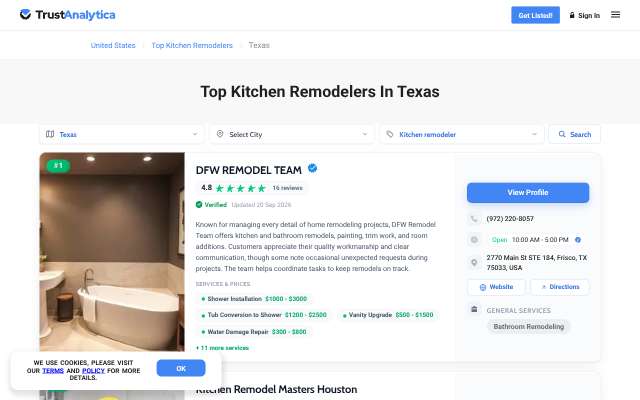Shaw Company Remodeling's page as the assistant saw it