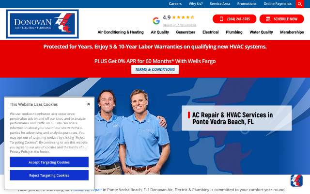 Page cited for Donovan Air, Electric & Plumbing