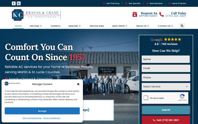 Krauss & Crane Air Conditioning's page as the assistant saw it