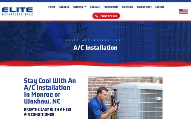 Elite Mechanical HVAC's page as the assistant saw it