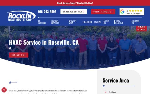 Rocklin Heating & Air's page as the assistant saw it