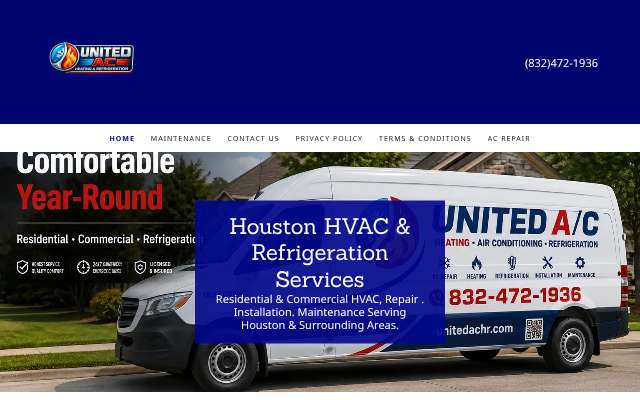 United A/C - Heating's page as the assistant saw it