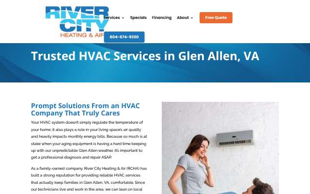 River City Heating & Air's page as the assistant saw it