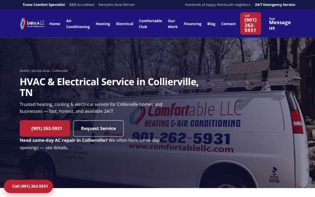 Comfortable LLC's page as the assistant saw it