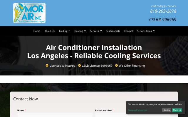 Mor Air's page as the assistant saw it