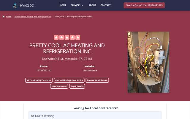 Pretty Cool AC Heating And Refrigeration Inc's page as the assistant saw it