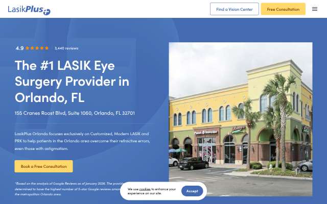 LasikPlus's page as the assistant saw it