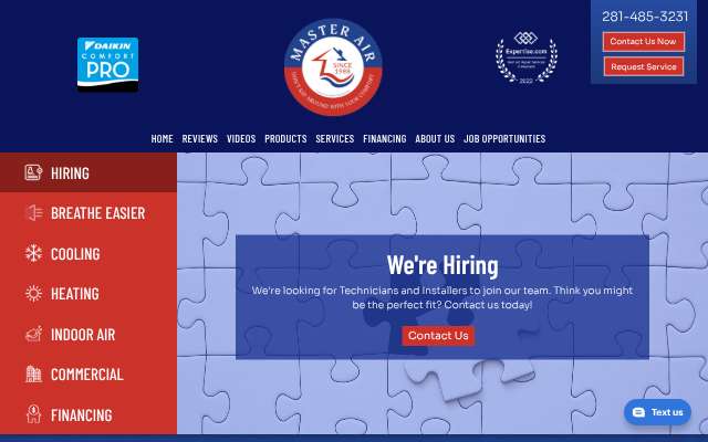 Master Air, Inc.'s page as the assistant saw it