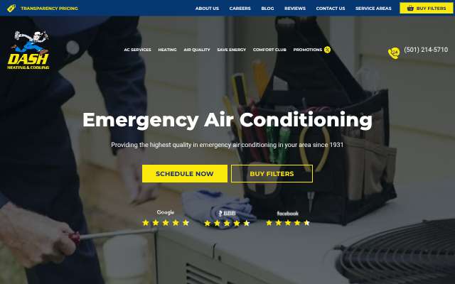 Dash Heating & Cooling's page as the assistant saw it