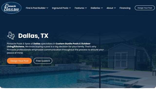 Page cited for Pinnacle Pools & Spas