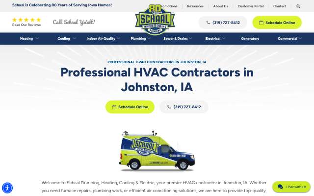 Schaal Plumbing, Heating and Cooling's page as the assistant saw it