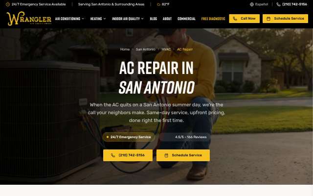 Wrangler Air Conditioning's page as the assistant saw it