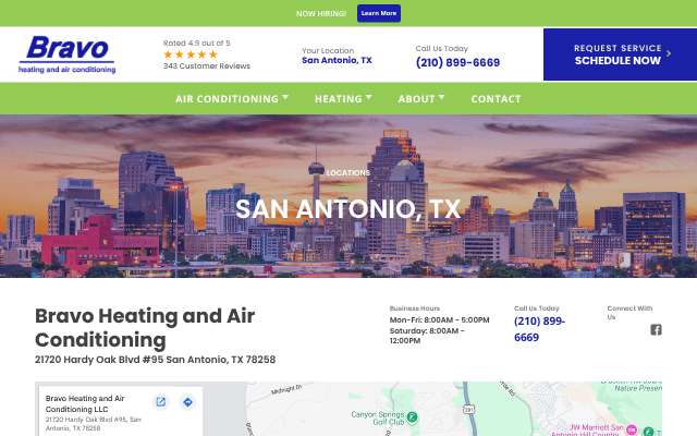 Bravo Heating and Air Conditioning's page as the assistant saw it