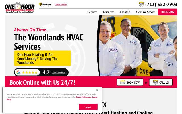 One Hour Air Conditioning & Heating of Houston's page as the assistant saw it