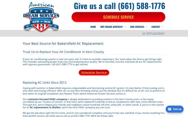 American Dream Services's page as the assistant saw it