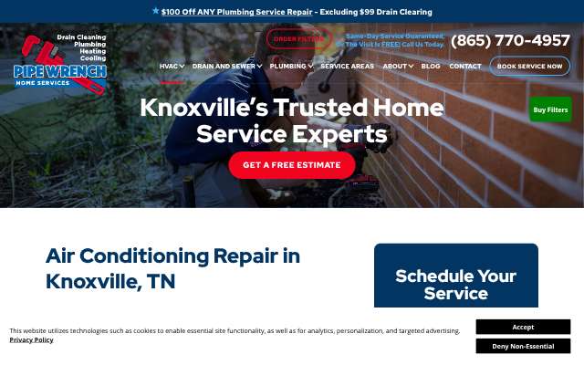 Pipe Wrench Plumbing, Heating & Cooling's page as the assistant saw it
