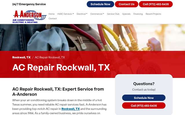 A-Anderson Air Conditioning's page as the assistant saw it