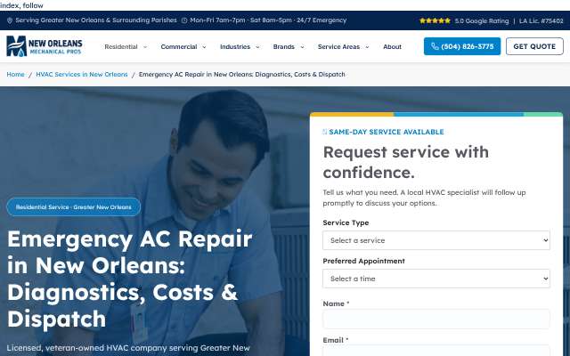 Page cited for New Orleans Mechanical Pros