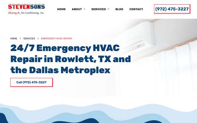 StevenSons Heating & Air Conditioning's page as the assistant saw it